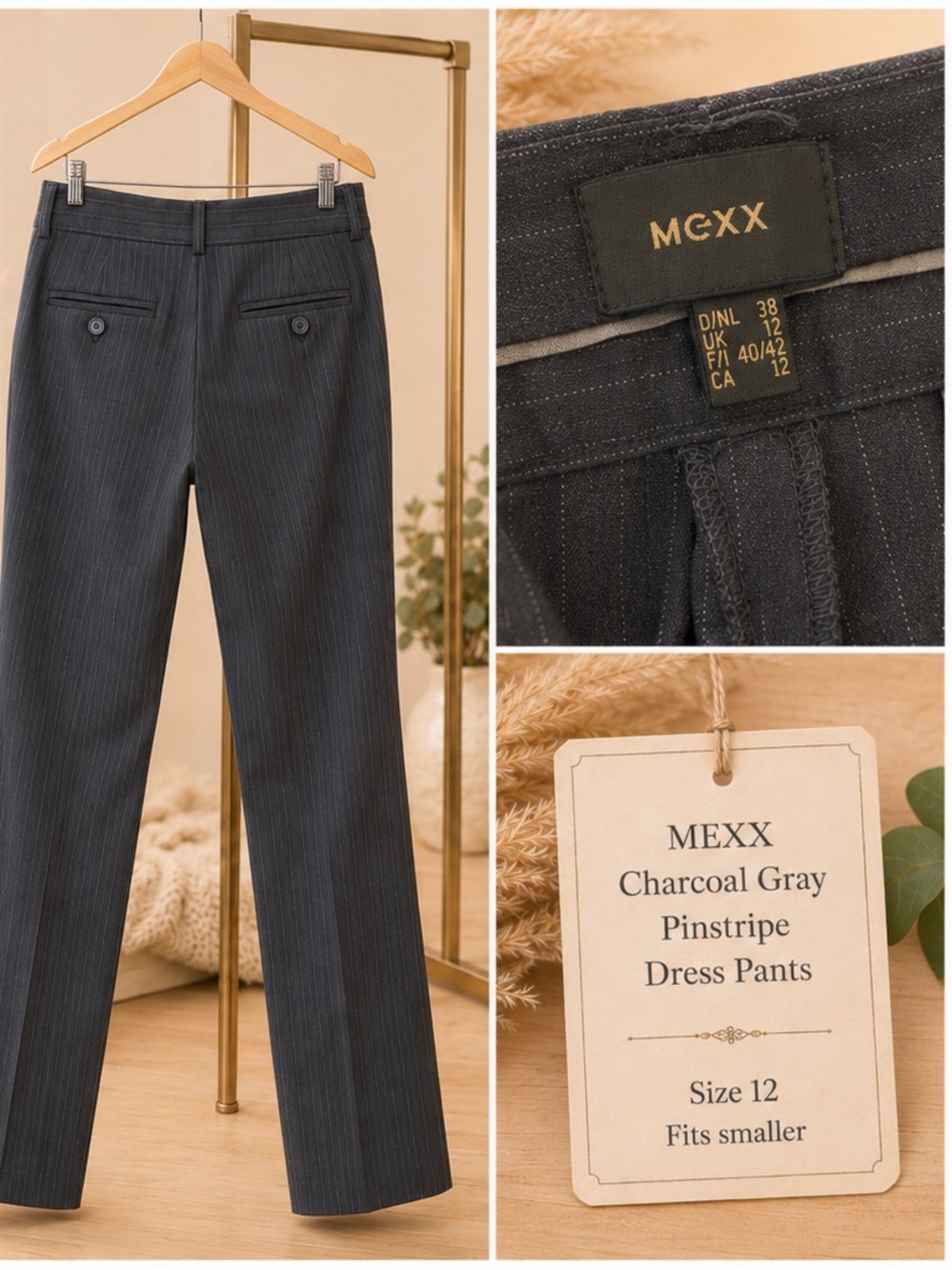 Classic Tailored Pinstripe Women's Dress Pants - Charcoal